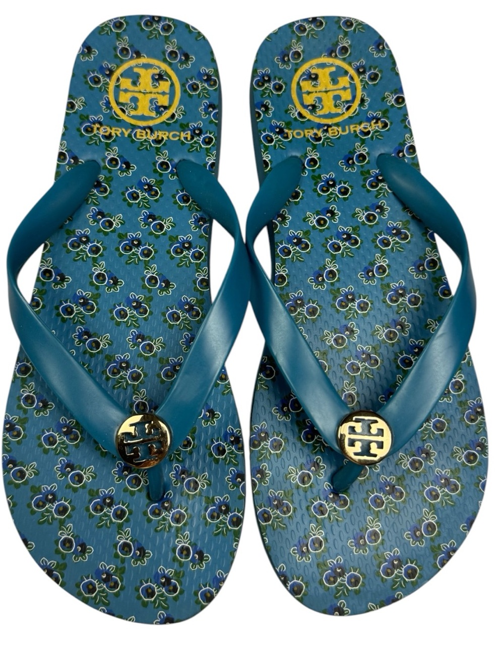 Tory Burch Blueberry Print Flip Flops Blue Size 8